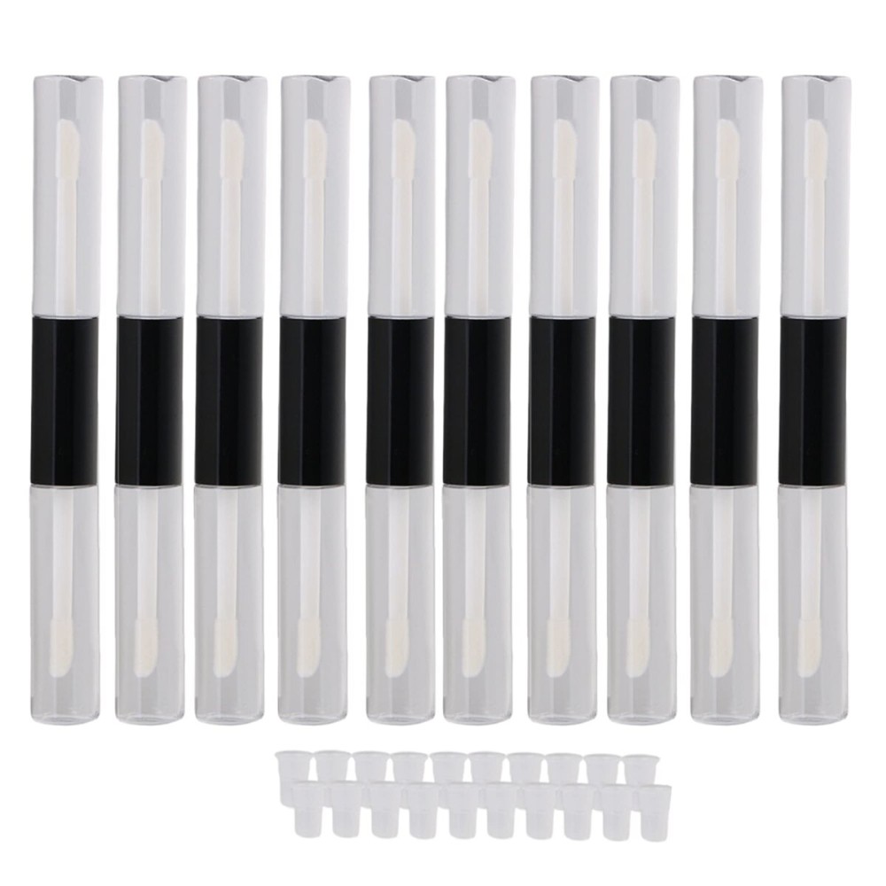 10Pcs 5ml Double Ended Refillable Empty Lip Gloss Bottle Tube Vials Containers Black