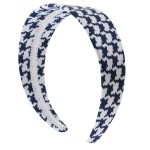 2 Inch Satin Houndstooth Headband for women and Girls Blue