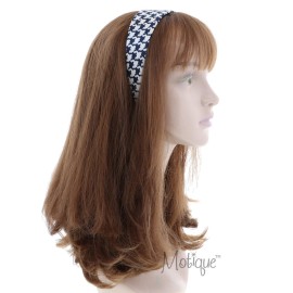 2 Inch Satin Houndstooth Headband for women and Girls Blue