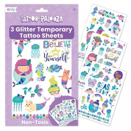 Ooly 50 Temporary Tattoos For Kids, Safe & Non-Toxic Temporary Tattoo, Party Favors Summer Crafts for Kids 4-8, Great Goodie Bag Stuffers & Fun Birthday Decorations - Mermaid Magic