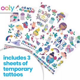 Ooly 50 Temporary Tattoos For Kids, Safe & Non-Toxic Temporary Tattoo, Party Favors Summer Crafts for Kids 4-8, Great Goodie Bag Stuffers & Fun Birthday Decorations - Mermaid Magic
