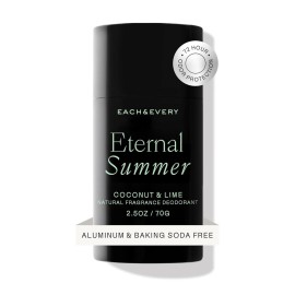 Each & Every Aluminum Free Deodorant for Men & Women, Coconut & Lime - All Natural Deodorant for Sensitive Skin, EWG Verified - Clean, Baking Soda-Free, Plant-Based Fragrance - 2.5oz