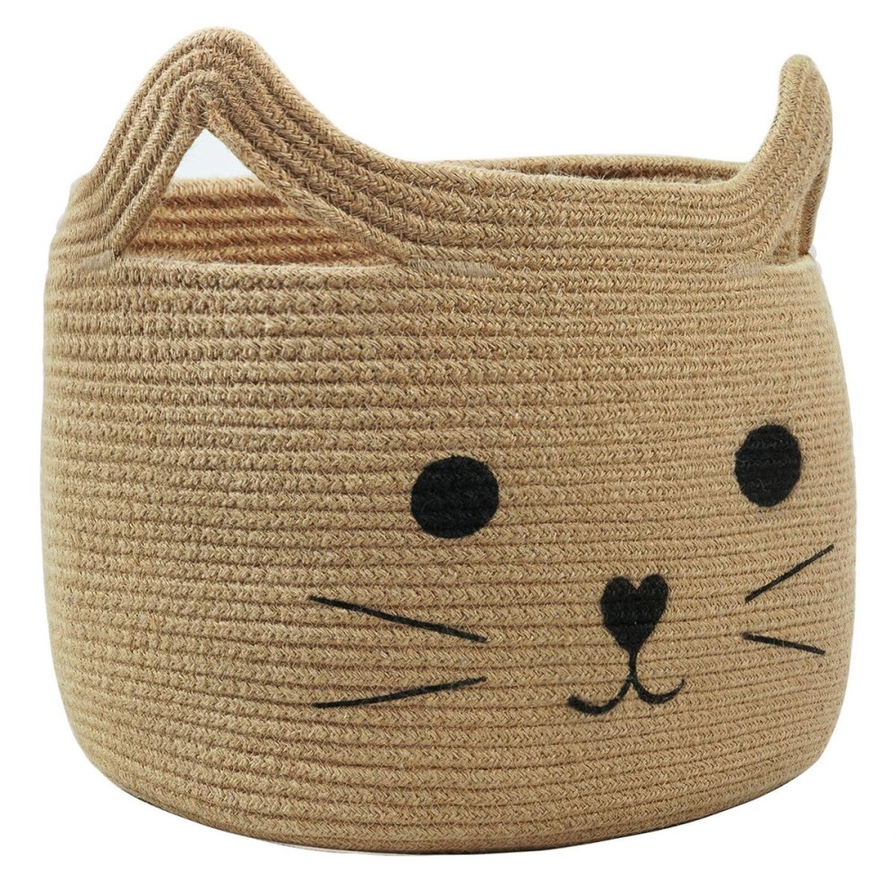 HiChen Large Woven Jute Rope Storage Basket, Baby Laundry Basket Organizer for Toys, Blanket, Clothes, Towels, Gifts | Pet Gift Baskets for Cat, Dog - 15.7 L11.8 H