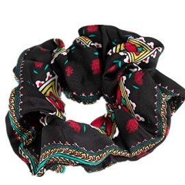 4 Pcs Boho Floral Prints Vivid Color Hair Scrunchies Big Pattern Hair Bobbles Elastics Ponytail Holders Hair Wrist Ties Bands Scrunchies for Sleep Show Dance Party Women Gift