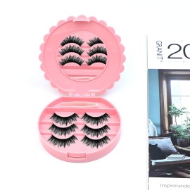 AUEAR, 2 Pack of Bow Eyelashes Case Plastic Eyelashes Case Pink Storage Eyelashes Box for Travel Women and Girls