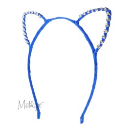 Motique Accessories Cat Ears Headband With Rhinestones - Blue Motique Accessories Cat Ears Headband With Rhinestones - Blue