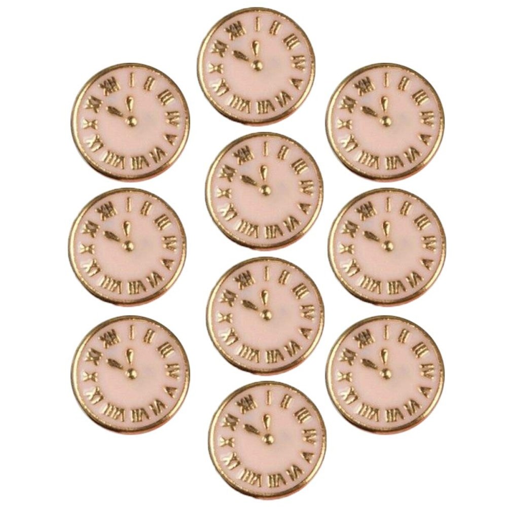 Acxico 10Pcs Fashion Vintage 3D Clock Design Nail Art Decoration Charm Alloy Nail DIY Crafts Accessories Pink