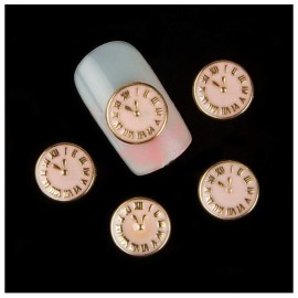 Acxico 10Pcs Fashion Vintage 3D Clock Design Nail Art Decoration Charm Alloy Nail DIY Crafts Accessories Pink