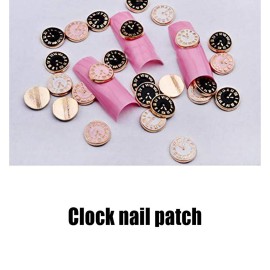 Acxico 10Pcs Fashion Vintage 3D Clock Design Nail Art Decoration Charm Alloy Nail DIY Crafts Accessories Pink