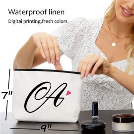 A Initial Monogram Personalized Travel Makeup Bag,Cosmetic Bag Gifts with Zipper Waterproof(Makeup bag-Letter A)