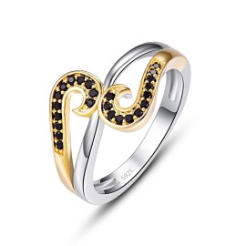 Empsoul 925 Sterling Silver Twist Ring Filled Simulated Black Spinel Wedding Ring Mother\'s Day Gift Size 9