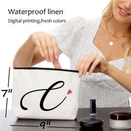 C Initial Monogram Personalized Travel Makeup Bag,Cosmetic Bag Gifts with Zipper Waterproof(Makeup bag-Letter C)