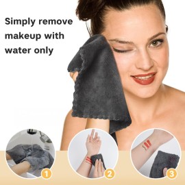 SUNLAND Microfiber Face Cloth Reusable Makeup Remover Facial Cleansing Towel Ultra Soft Face Washcloth 12inchx12inch 12 Pack Dark Grey SUNLAND Microfiber Face Cloth Reusable Makeup Remover Facial Cleansing Towel Ultra Soft Face Washcloth 12inchx12inch 12 Pack Dark Grey