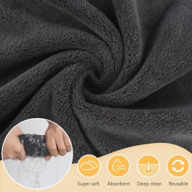 SUNLAND Microfiber Face Cloth Reusable Makeup Remover Facial Cleansing Towel Ultra Soft Face Washcloth 12inchx12inch 12 Pack Dark Grey SUNLAND Microfiber Face Cloth Reusable Makeup Remover Facial Cleansing Towel Ultra Soft Face Washcloth 12inchx12inch 12 Pack Dark Grey