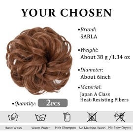 SARLA 2PCS Messy Hair Bun Hair Pieces Wavy Curly Synthetic Updo Fake Scrunchies Ponytail Extension for Women Light Auburn SARLA 2PCS Messy Hair Bun Hair Pieces Wavy Curly Synthetic Updo Fake Scrunchies Ponytail Extension for Women Light Auburn