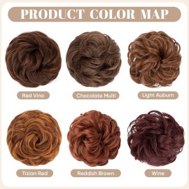SARLA 2PCS Messy Hair Bun Hair Pieces Wavy Curly Synthetic Updo Fake Scrunchies Ponytail Extension for Women Light Auburn SARLA 2PCS Messy Hair Bun Hair Pieces Wavy Curly Synthetic Updo Fake Scrunchies Ponytail Extension for Women Light Auburn