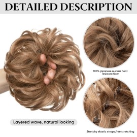 SARLA 2PCS Messy Hair Bun Hair Pieces Wavy Curly Synthetic Updo Fake Scrunchies Ponytail Extension for Women Light Auburn SARLA 2PCS Messy Hair Bun Hair Pieces Wavy Curly Synthetic Updo Fake Scrunchies Ponytail Extension for Women Light Auburn