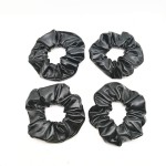 CONOFA 4 Pack Hair Elastics Scrunchies waterproof Faux Leather Scrunchy Bobbles Soft Elegant Elastic Hair Bands Hair Ties stage performance (Black)