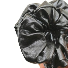 CONOFA 4 Pack Hair Elastics Scrunchies waterproof Faux Leather Scrunchy Bobbles Soft Elegant Elastic Hair Bands Hair Ties stage performance (Black)