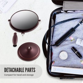 OVENTE 8\'\' Tabletop Makeup Mirror with 1X/7X Magnification, 360 Swivel Design and Double-Sided Free-Standing Vanity Mirror Perfect for Dresser, Bedroom and Office Desk, Antique Bronze MNLAT80ABZ1X7X