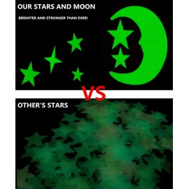 Glow in The Dark Stars - Glow Stars Stickers for Ceiling,Self Adhesive 3D Glowing Stars and Moon for Starry Sky,Wall Decals for Kids Rooms,Wall Stickers for Bedroom(200 Stars,1 Moon