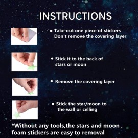 Glow in The Dark Stars - Glow Stars Stickers for Ceiling,Self Adhesive 3D Glowing Stars and Moon for Starry Sky,Wall Decals for Kids Rooms,Wall Stickers for Bedroom(200 Stars,1 Moon