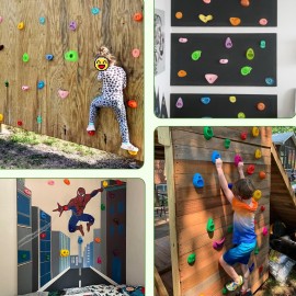 TOPNEW 32 Rock Climbing Holds Multi Size for Kids, Adult Rock Wall Holds Climbing Rock Wall Grips for Indoor and Outdoor Playground Play Set - Includes 2 Inch Mounting Hardware