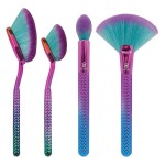 MODA Royal & Langnickel Full Size Prismatic Precision Powder 2pc Oval Makeup Brush Set, Includes - Large Precision Powder, Small Precision Powder, Accentuate, and Finish Brushes, Prismatic Ombre