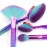 MODA Royal & Langnickel Full Size Prismatic Precision Powder 2pc Oval Makeup Brush Set, Includes - Large Precision Powder, Small Precision Powder, Accentuate, and Finish Brushes, Prismatic Ombre