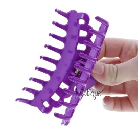 4 Inch Scalloped Jaw Clip With Holes-Purple 4 Inch Scalloped Jaw Clip With Holes-Purple