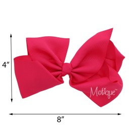 8 Inch Grosgrain Bow for Women and Girls (Hot Pink)