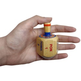 More Fiesta-Pack of 2 Pirinola Toma Todo Game - Set of 2 Hand Painted Wood 3 Inches Tall Spinning Tops Traditional Mexican Game in Spanish, for Cinco De Mayo Party (Traditional)