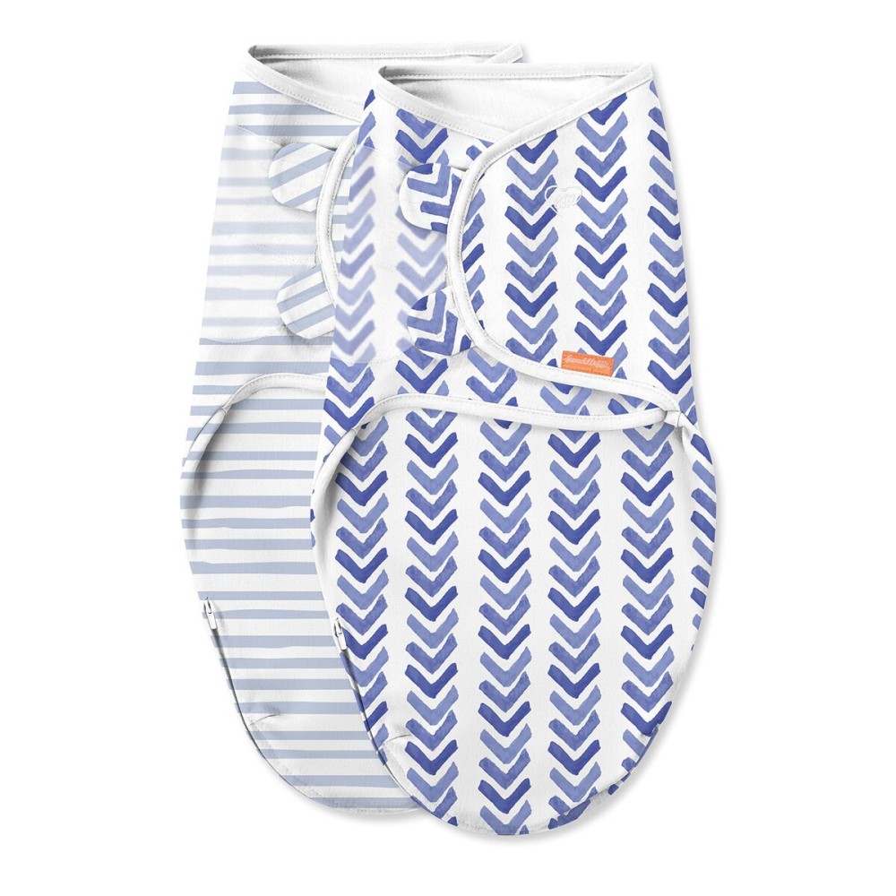 SwaddleMe Luxe Easy Change Swaddle - Size Small/Medium, 0-3 Months, 2-Pack (Water Color Indigo)