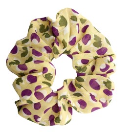 4 Pack Cherry Floral Chiffon Hair Scrunchies Print Slap Bracelet Ponytail Holder Elastic Hair Bands Wrist Fabric Scrunchy Hair Ties for Show/Sleepover Party Girls