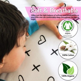 Milky Chic GOTS Fitted Baby Crib Sheet, Breathable 100% Organic Cotton Mattress Sheet for Boys and Girls, Fits Standard Size Mattresses, 52x28x9 inches (White, Pack of 1)