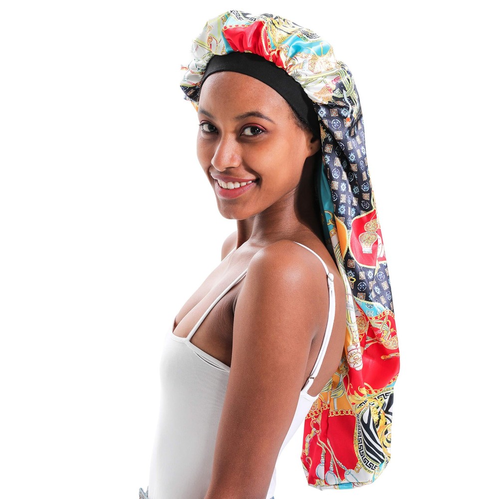 JarseHera Double-Layer Silk Bonnet Extra Long Satin Sleep Cap for Long Hair