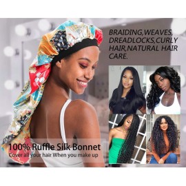 JarseHera Double-Layer Silk Bonnet Extra Long Satin Sleep Cap for Long Hair