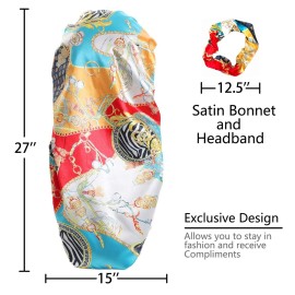 JarseHera Double-Layer Silk Bonnet Extra Long Satin Sleep Cap for Long Hair