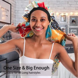 JarseHera Double-Layer Silk Bonnet Extra Long Satin Sleep Cap for Long Hair