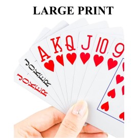 Teskyer 2 Pack Large Print Playing Cards, Poker Size Large Index Decks of Cards, Linen Finish for Seniors & Low Vision, Family Game Night Essential (Pattern A)