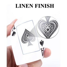 Teskyer 2 Pack Large Print Playing Cards, Poker Size Large Index Decks of Cards, Linen Finish for Seniors & Low Vision, Family Game Night Essential (Pattern A)