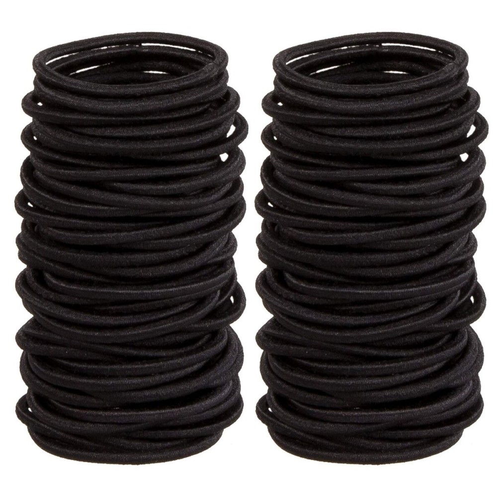 300 Pieces Black No Crease Girls Hair Ties Hair Bands Bulk Elastics Ponytail Holders Ties for Thick Heavy and Curly Hair