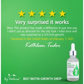 BIO7 BIOTIN GROWTH DROP INFUSED BIOMIMETIC SIGNAL PEPTIDE - 2 Fl Oz - Improve the Appearance of Hair Loss By Looking Visibly Longer, Thicker, Boost Follicle Growth - By Natures BIO7 BIOTIN GROWTH DROP INFUSED BIOMIMETIC SIGNAL PEPTIDE - 2 Fl Oz - Improve the Appearance of Hair Loss By Looking Visibly Longer, Thicker, Boost Follicle Growth - By Natures