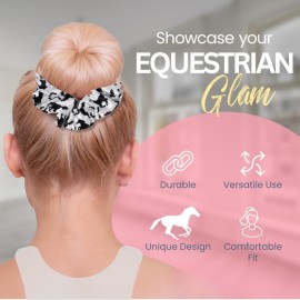 Horse Scrunchie - Premium Velvet No Crease Hair Ties, Horse Accessories and Gifts for Girls, Ideal Equestrian Gift for Horse Riding Enthusiasts
