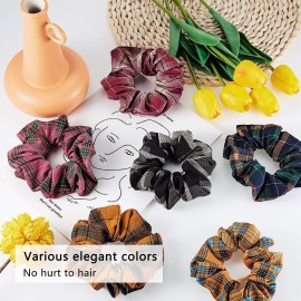 WILLBOND 12 Pcs Plaid Scrunchies for Women Girls Buffalo Plaid Hair Ties Cotton Scrunche Scrunchy Ponytail Holders Hair Accessories(Elegant)