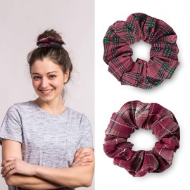 WILLBOND 12 Pcs Plaid Scrunchies for Women Girls Buffalo Plaid Hair Ties Cotton Scrunche Scrunchy Ponytail Holders Hair Accessories(Elegant)