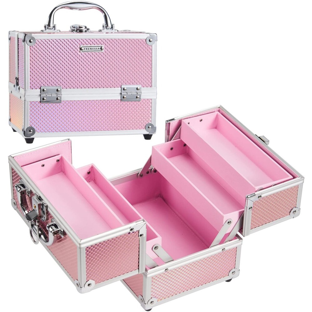 FRENESSA Makeup Train Case Portable Makeup Case Organizer Cosmetic Box Make Up Box Makeup Organizer Cosmetic Storage Cases with Locking Nail Kit Organizer Travel Case Mermaid Pink FRENESSA Makeup Train Case Portable Makeup Case Organizer Cosmetic Box Make Up Box Makeup Organizer Cosmetic Storage Cases with Locking Nail Kit Organizer Travel Case Mermaid Pink