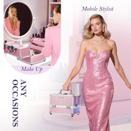 FRENESSA Makeup Train Case Portable Makeup Case Organizer Cosmetic Box Make Up Box Makeup Organizer Cosmetic Storage Cases with Locking Nail Kit Organizer Travel Case Mermaid Pink FRENESSA Makeup Train Case Portable Makeup Case Organizer Cosmetic Box Make Up Box Makeup Organizer Cosmetic Storage Cases with Locking Nail Kit Organizer Travel Case Mermaid Pink