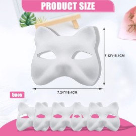 GUGELIVES Fox Mask DIY Paintable Cosplay Accessories Mask for Party Masquerade Costume Halloween, Pack of 5