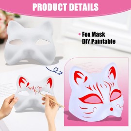 GUGELIVES Fox Mask DIY Paintable Cosplay Accessories Mask for Party Masquerade Costume Halloween, Pack of 5